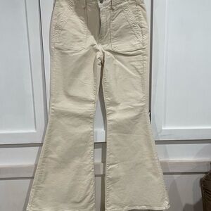American Eagle Outfitters Cream Wide Leg Jeans